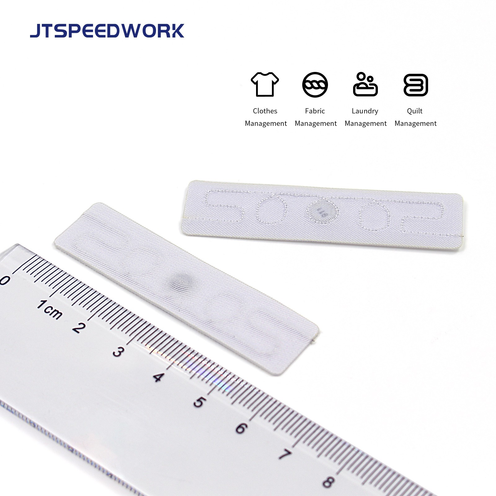 JT-F5815 58*15mm 860-960Mhz UHF Ετικέτα RFID για ύφασμα, πλυντήριο, ύφασμα, πλύσιμο