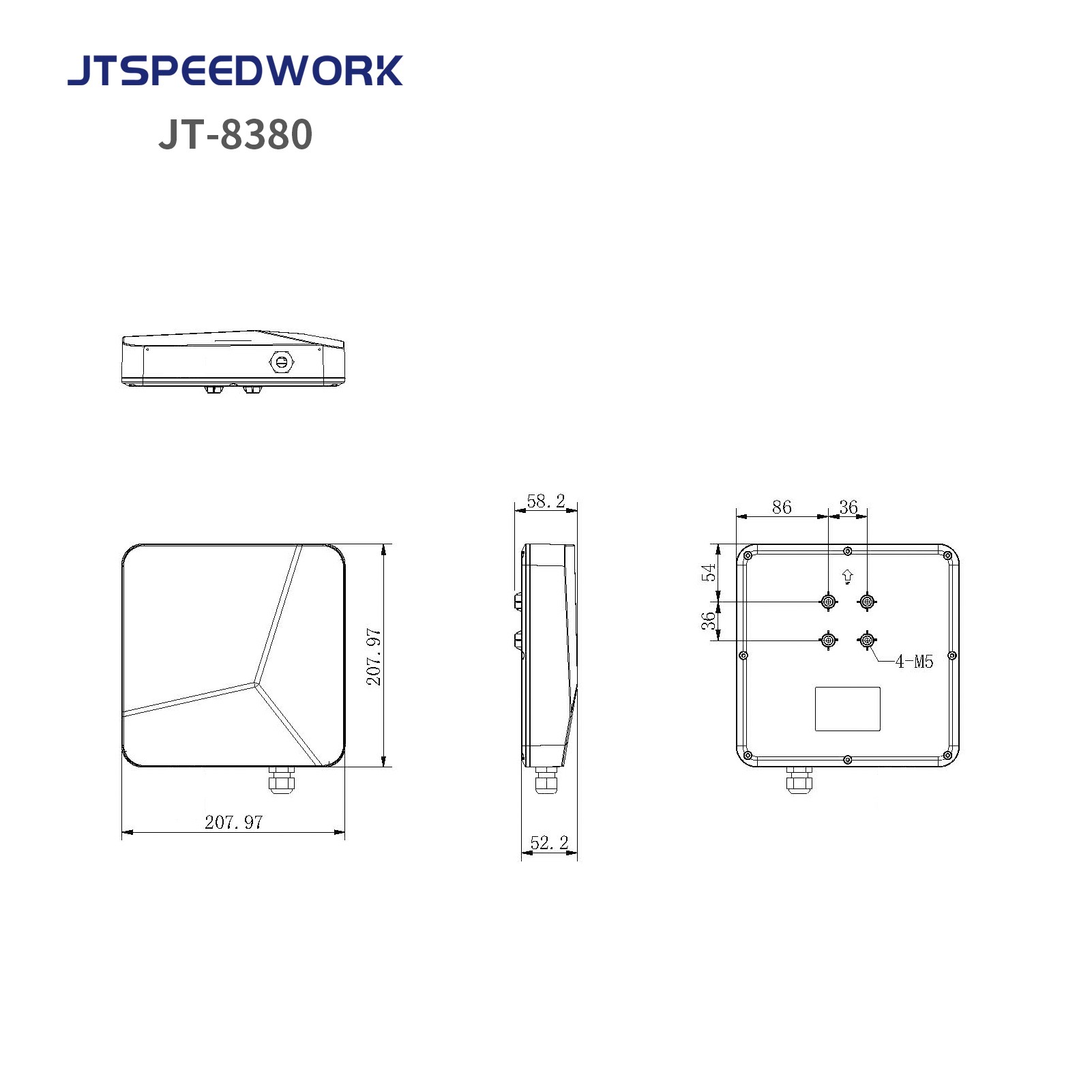 JT-8380 Ενσωματωμένος αναγνώστης μεσαίας εμβέλειας UHF RFID 902-928MHz 0-6m
