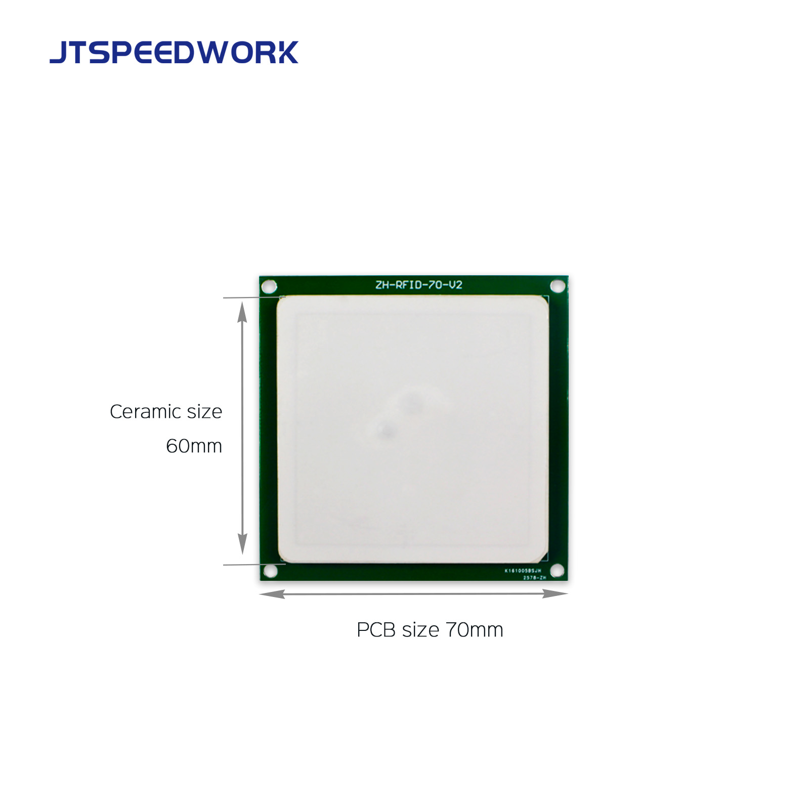 JT-T0060 Κεραμική κεραία RFID UHF 4dBi 860-960MHz RHCP Κυκλική πόλωση με δυνατότητα προσαρμογής