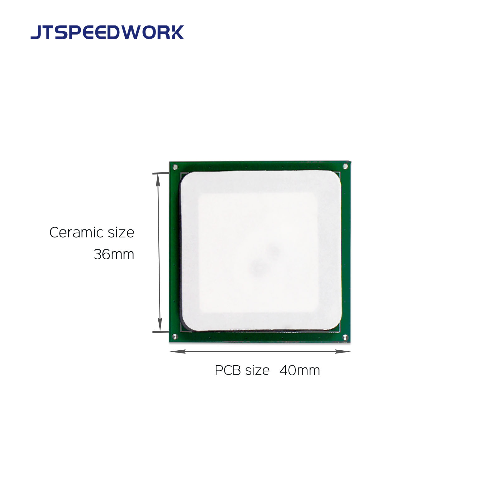 JT-T0036 3dBi UHF RFID Κεραμική Κεραία 36*36mm 865-868/902-928MHz RHCP Για PDA